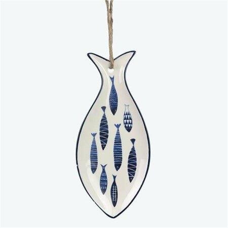 YOUNGS Ceramic Fish-Shaped Serving Plate, Blue 61589
